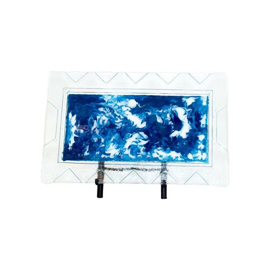 Picture of Painted Rectangular Serving Tray - Blue