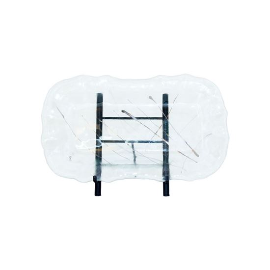 Picture of striped Platinum Rectangular serving platter - Clear