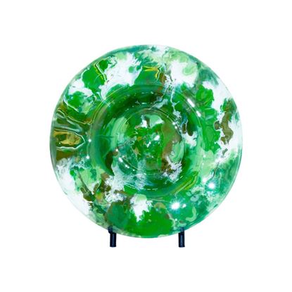 Picture of Large Fruit Bowl - Wavy Edges hand painted green