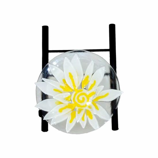 Picture of Shallow Clear Bowl with White and Yellow Floral Decal