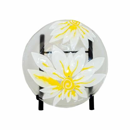 Picture of Shallow Clear Bowl with White and Yellow Floral Decal